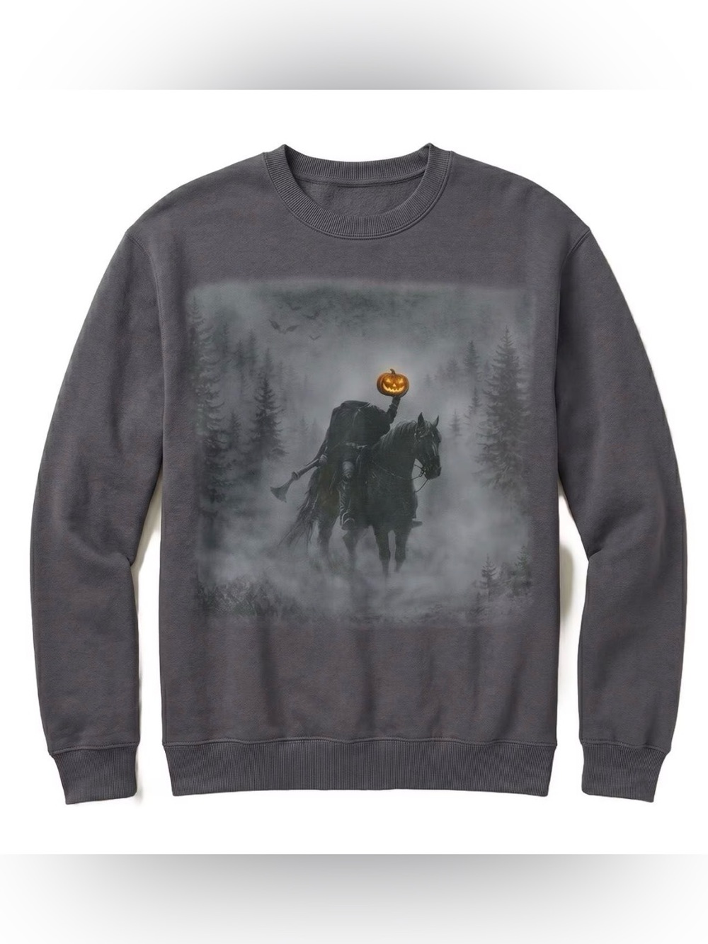 State of Mind Men's charcoal Crewneck Sweater with Pumpkin Graphic xxl